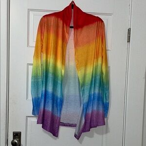 Rainbow Gradient Open Front Cardigan